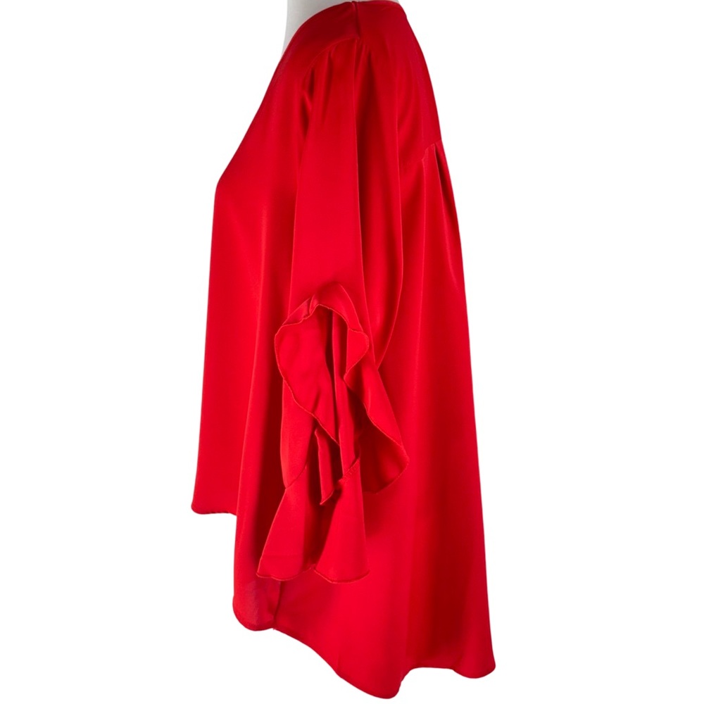 159. Red Ruffle Sleeve Blouse - Picture 3 of 7